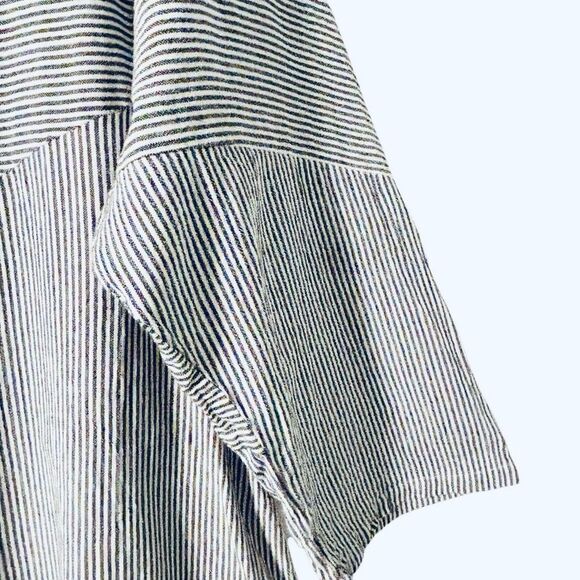 Tulip clothing XL blue & white thin stripe cotton pieced tunic dress w pockets - Picture 6 of 11